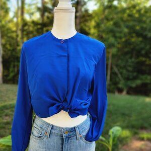 Authentic Vintage 80's 90's Royal Blue satiny blouse